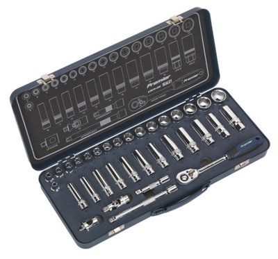 B&Q Sealey Socket Set 34 Pieces 3/8" Square Drive Lock-On 6-Point Metric Ak27481