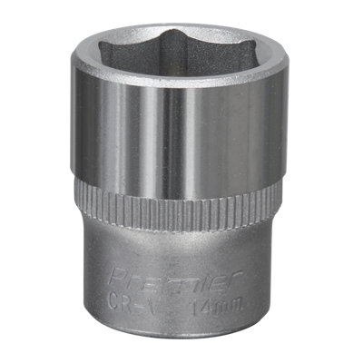 B&Q -  Walldrive Socket Tool 14mm 1/4" Square Drive Chrome Vanadium Steel S1414