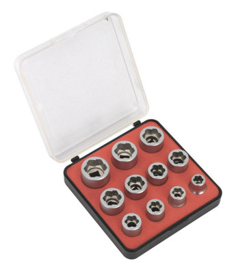 B&Q Sealey Bolt Extractor Socket Set 11Pc 3/8"Sq Drive Metric Ak7281
