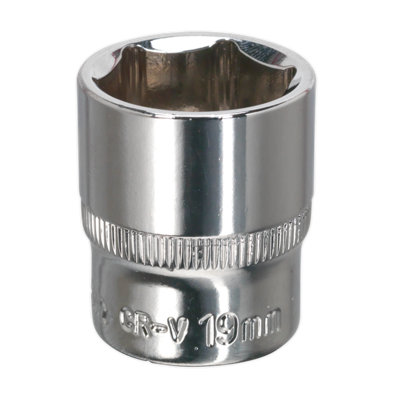Sealey Walldrive Socket 19mm 3/8" Square Drive Fully Polished Finish Tool Sp3819