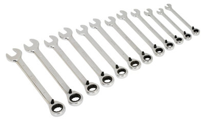 B&Q Sealey Siegen Reversible Ratchet Combination Spanner Set 12Pc S0840