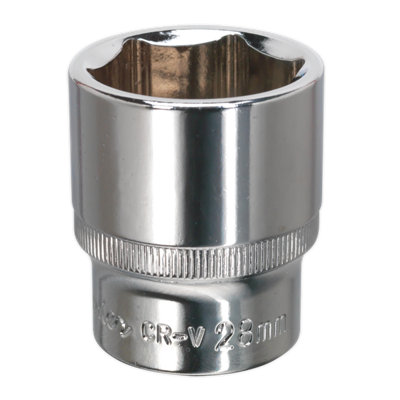 Sealey Walldrive Chrome Vanadium Steel Socket 28Mm 1/2" Square Drive Sp1228