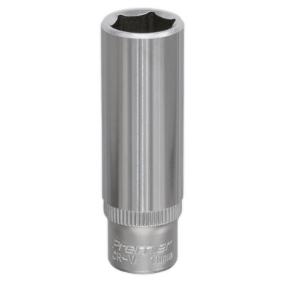B&Q -  Walldrive Socket 11mm Deep 1/4" Square Drive Chrome Vanadium Steel S1411D