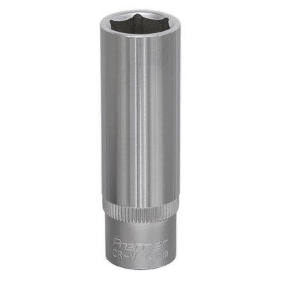 B&Q -  Walldrive Socket 14mm Deep 3/8" Square Drive Chrome Vanadium Steel S3814D
