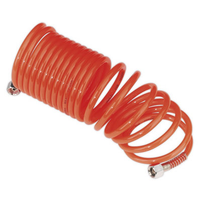 Sealey 5M X 5mm Pe Coiled Air Hose With 1/4" Bsp Unions Polyethylene Sa335 from B&Q