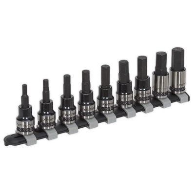 B&Q Sealey Hex Key Socket Bit Set 9Pc 3/8"Sq Drive Metric Ak7986 Black
