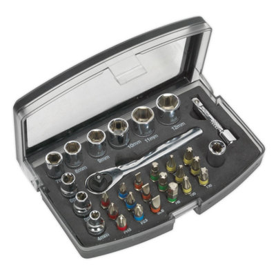 Sealey Socket & Bit Set 31Pc 1/4"sq Drive S01036 from B&Q