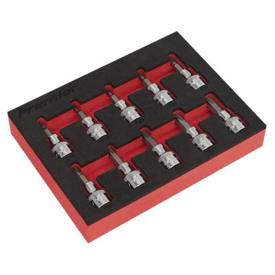 B&Q -  Trx-Star Socket Bit Set 10 Pieces 3/8" Square Drive Rrofessional Ak6242