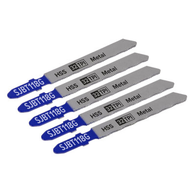Sealey 75Mm 32 Tpi Metal Jigsaw Blade For Power Tools Pack Of 5 Pieces Sjbt118g