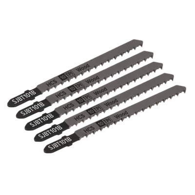 B&Q -  100mm 10Tpi Hard Wood Jigsaw Blade For Power ToolsPack Of 5 Sjbt101B