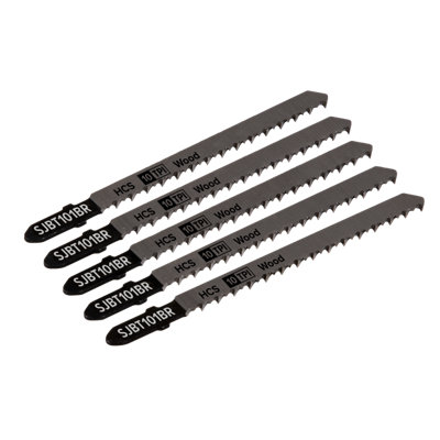 B&Q -  100mm 10Tpi Hard Wood Jigsaw Blade Downward CutPack Of 5 Sjbt101Br