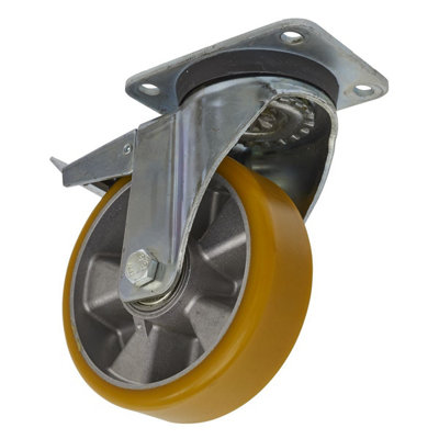  - Sealey Castor Wheel 160mm Plate Swivel With Total Lock 600Kg Load Scw5160Spl