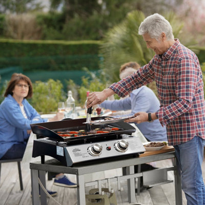 Dellonda 2 Burner Portable Gas Plancha 5Kw Hot Plate Bbq Griddle Stainless Steel from B&Q