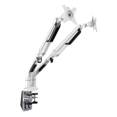 B&Q -  Adjustable & Rotating Double Monitor Arms9Kg Load Capacity17-32" ScreensWhiteDh27