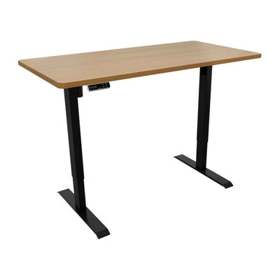 B&Q Dellonda Oak Electric Adjustable Standing Desk, Quiet, Fast, 1400 X 700Mm, 70Kg