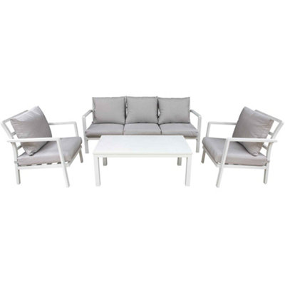 B&Q -  Kyoto 4 Piece Aluminium Outdoor Garden Chair Table SetWhite
