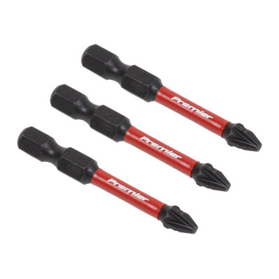 Sealey Pozi 2 Impact Power Tool Bits Forged From S2 Steel 50Mm 3 Pieces Ak8233