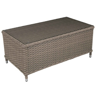 B&Q -  Chester Rattan & Glass Outdoor Garden Balcony Table108X58CmBrown
