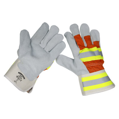 Sealey Reflective Riggers Gloves Workshop Safety Construction Pair Ssp14hv