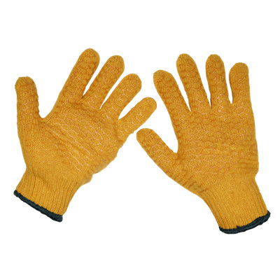 B&Q -  No-Slip Handling Gloves Safety Spun Nylon Large Pair Yellow Ssp33