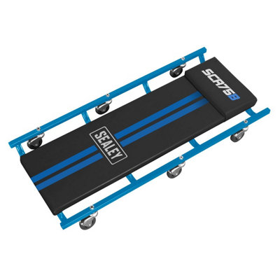 B&Q Sealey 36" Deluxe American-Style Creeper With Steel Frame & 6 Wheels - Scr75b Blue