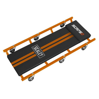 B&Q Sealey 36" Deluxe American-Style Creeper With Steel Frame & 6 Wheels - Scr75o Orange