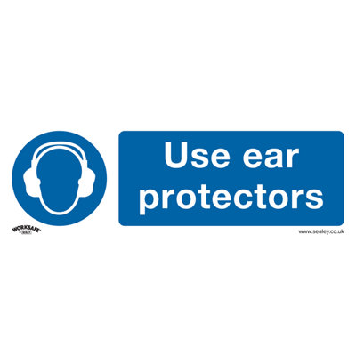 Sealey Mandatory Safety Sign Use Ear Protectors Rigid Plastic 300 X 100mm Ss10P1 from B&Q