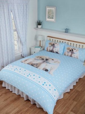 Rachael Hale Single Bed Luke & Leia Duvet Cover Set Puppy Dogs Blue White from B&Q