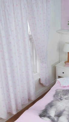 Rachael Hale 66" X 72" Misty & Mac Curtains Polka Dot Pink White Pencil Pleat from B&Q