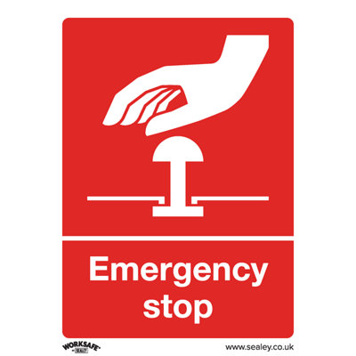Sealey Safe Conditions Safety Sign Emergency Stop Self-Adhesive X10 Ss35V10 from B&Q