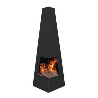 Dellonda Chiminea, Wood Burner, Heater For Outdoors W45Cm X H150Cm - Black Steel