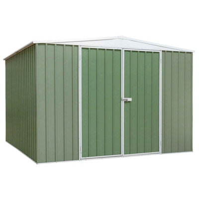 Dellonda Galvanised Steel Garden/outdoor Shed, 10Ft X 10Ft, Apex Roof - Green