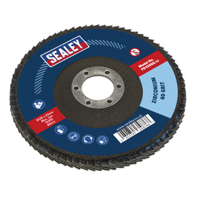 Sealey Flap Disc Zirconium 125Mm 22Mm Bore 60 Grit Abrasive Flaps Fd12560