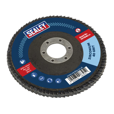 Sealey Flap Disc Zirconium 115Mm 22Mm Bore 40 Grit Abrasive Flaps Fd11540
