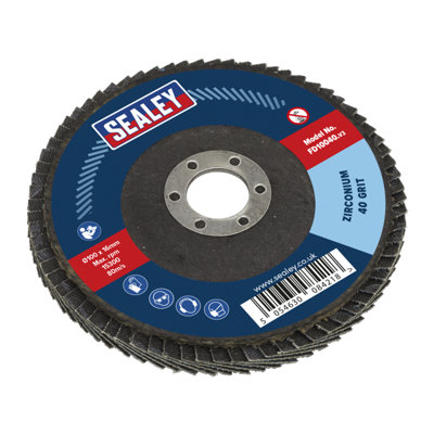 Sealey Flap Disc Zirconium 100Mm 16Mm Bore 40 Grit Abrasive Flaps Fd10040