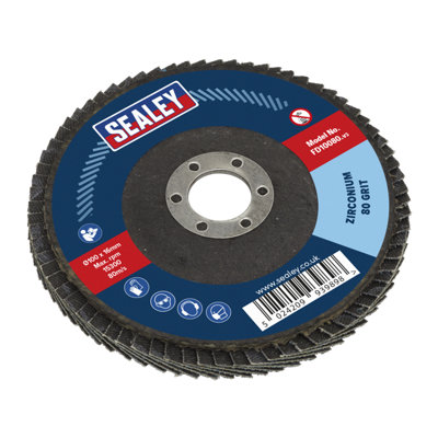 Sealey Flap Disc Zirconium 100Mm 16Mm Bore 80 Grit Abrasive Flaps Fd10080