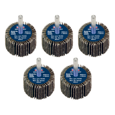 Sealey Flap Wheel 40Mm X 30Mm 6Mm Shaft 40 Grit 5 Pieces 26700 Rpm Fw4030405