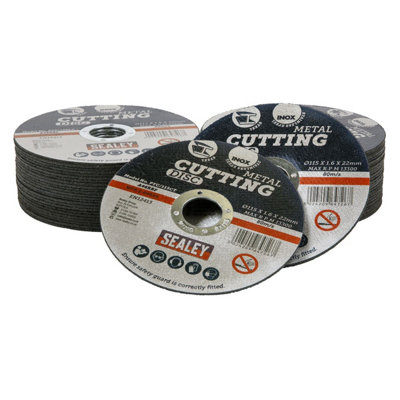 Sealey Flat Cutting Disc X50 115X1.6mm 22mm Bore General Purpose Ptc/115Ct50 from B&Q