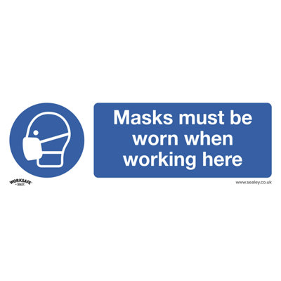 Sealey Mandatory Safety Sign Masks Must Be Worn Rigid Plastic 300 X 100mm Ss57P1 from B&Q