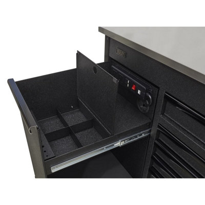 B&Q Sealey Mobile Tool Cabinet 1120Mm With Power Tool Charging Drawer Ap4206be Black