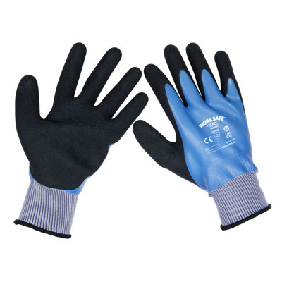 Sealey Worksafe Waterproof Latex Gloves Textured Coating 6 Pairs Pack Ssp49l/6 Large
