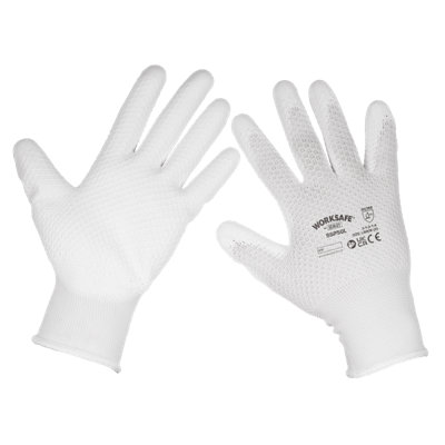 Sealey White Worksafe Precision Grip Gloves Durable Boxed 120 Pairs Ssp50l/B120 Large