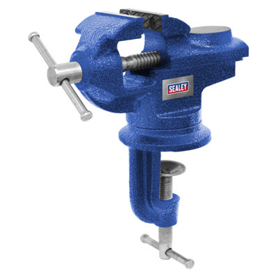 B&Q -  50mm Portable Bench & Table Vice With 360 Degrees Swivel Base Blue Cv50
