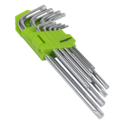 Sealey Trx Star Key Set Long 9 Pieces T10-T50 62.5-177mm Chrome Vanadium S01262 from B&Q