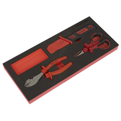 Sealey Premier Insulated Cutting Set 3 Pieces With Tool Tray Vde Approved Tbte09