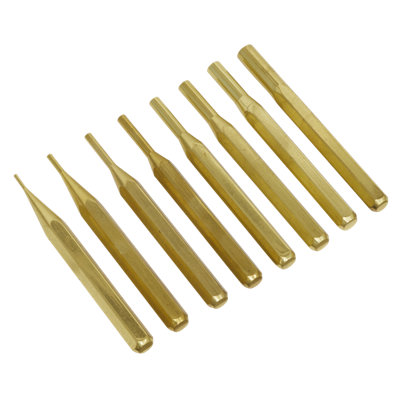 Sealey Brass Pin Punch Set 8Pc 1.6mm/2.4mm/3.2mm/4mm/4.8mm/5.5mm/6.4mm/8mm Akb08 from B&Q