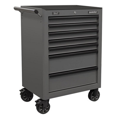 B&Q Sealey Rollcab 7 Drawer With Ball-Bearing Slides - Ap26479tg Grey/Black