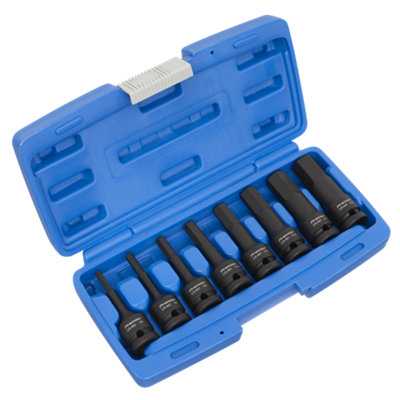 B&Q -  Premier Hex Impact Socket Bit Set 1/2"sq Drive 8Pc