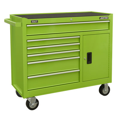 B&Q -  American Pro Rollcab 6 Drawer With Ball Bearing Slides 4 Keys Green Ap4106Hv