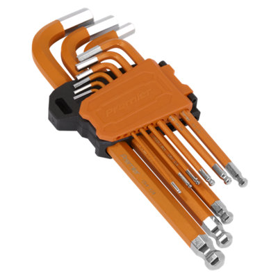 Sealey Premier Imperial Long Hex Key Set Ball-End 9Pc